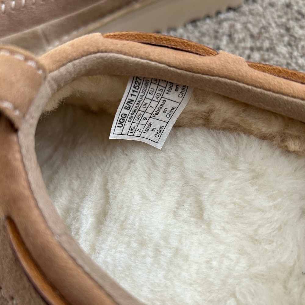 Ugg Tasman Tan Suede Slip-On Loafers size women’s 10 or mens 8 - Picture 6 of 8
